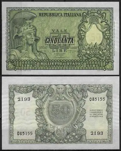 1951 Lire 50 Italia elmata FDS Alfa BS 267