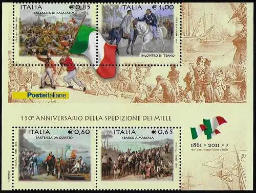 2010 Italia spedizione dei Mille varietà 4 MNH