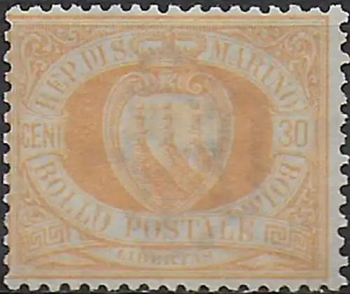 1892 San Marino 30c. light yellow MNH Sassone n. 16