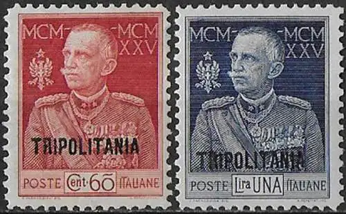 1925 Tripolitania Giubileo 2v. MNH Sassone n. 23/24