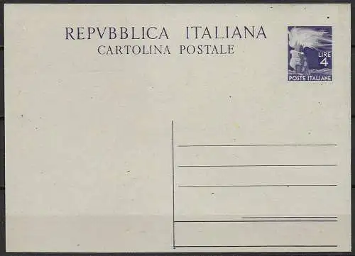 1947 Italia cartolina postale Lire 4 Fil. n. C133