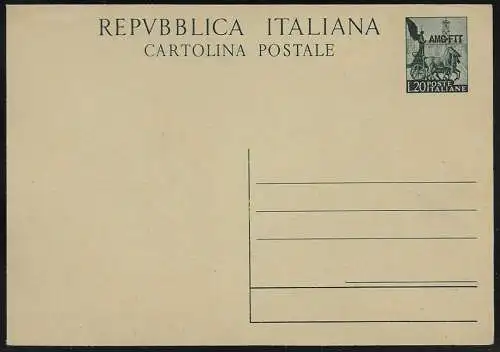 1952 Trieste A Lire 20 C16A Fil. cartolina postale