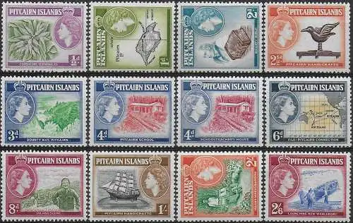 1957-63 Pitcairn Islands Elizabeth II 12v. MNH SG n. 18/28