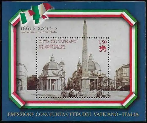 2011 Vaticano Unità d'Italia 1 MS MNH Sassone n. 100