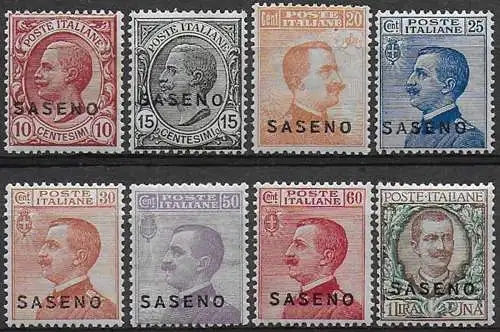 1923 Saseno 8v. bc. MNH Sassone n. 1/8