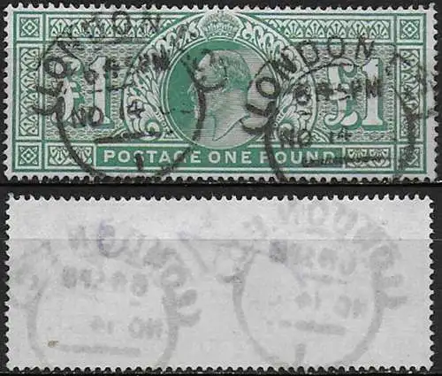 1902 Great Britain £1 green cancelled SG n. 266