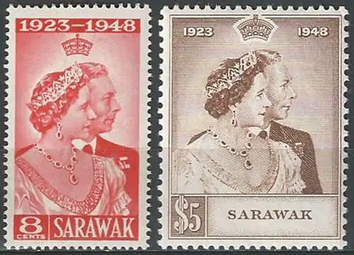 1948 Sarawak Royal Silver Wedding 2v. MNH SG n. 165/66