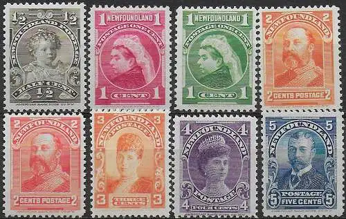 1897-918 Newfoundland Royal Family 8v. MNH SG n. 83/90