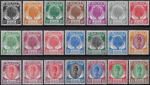 1950-55 Kedah Sultan Badlishah 21v. MNH SG n. 76/90