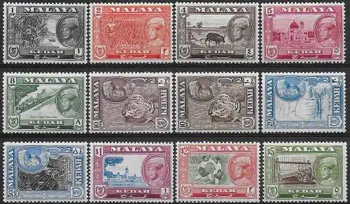 1959-62 Kedah Abdul Halim Shah 12v. MNH SG n. 104/14