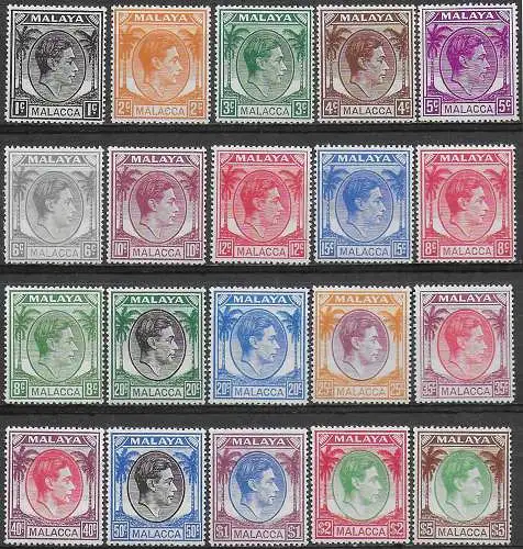 1949-52 Malacca George VI 20v. MNH SG n. 3/17