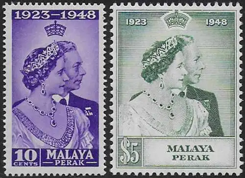 1948 Perak Silver Wedding 2v. MNH SG n. 122/23