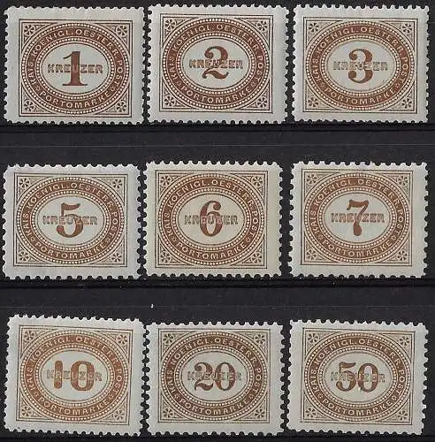 1894-95 Austria segnatasse MNH Unificato n. 1/9