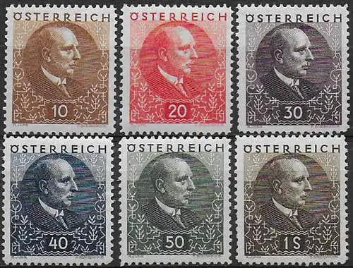 1930 Austria Miklas 6v. MNH Unificato n. 393/98