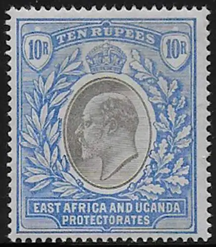 1903 East Africa Edward VII 10r. grey ultramarine MNH SG n. 14