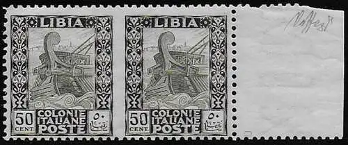 1927 Libia 50c. coppia varietà MNH Sassone n. 64k