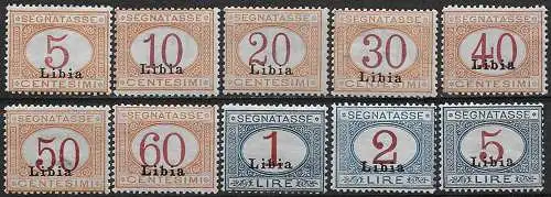 1915 Libia Segnatasse 10v. MNH Sassone n. 1/10