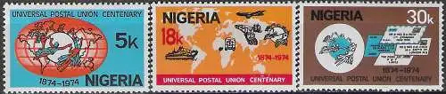 1974 Nigeria UPU 3v. MNH SG. n. 325/27