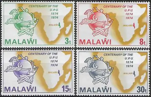 1974 Malawi UPU 4v. MNH SG. n. 457/60