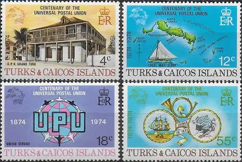 1974 Turks and Caicos UPU 4v. MNH SG. n. 426/29