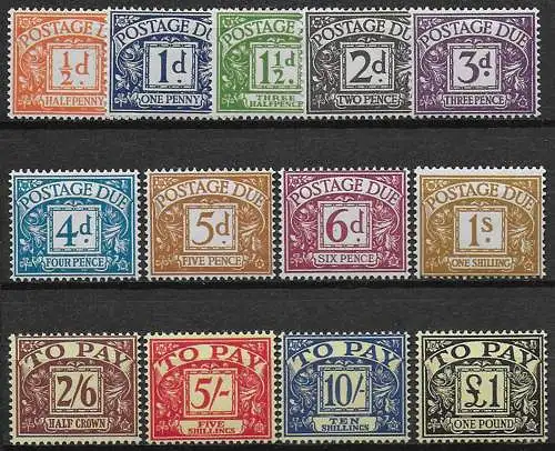 1959-63 Great Britain postage due 13v. MNH Unificato n. 53/65