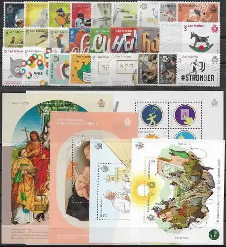 2020 San Marino annata completa 27v.+5MS MNH