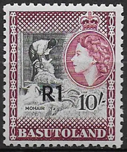 1961 Basutoland R1 tipo III su 10s. MNH SG n. 68b