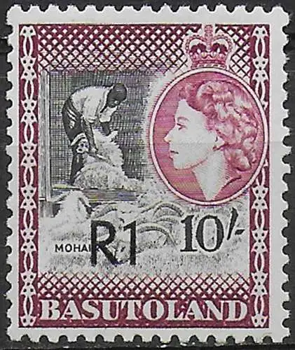 1961 Basutoland R1 tipo II su 10s. MNH SG n. 68a