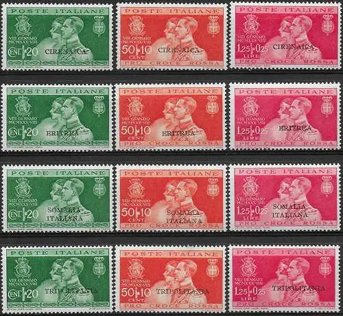 1930 Nozze Umberto 12v. giro coloniale MNH Sassone n. 20