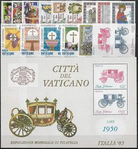 1985 Vaticano complete year 16v+1MS + 1booklet MNH