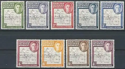 1946-49 Falkland Dependencies Giorgio VI MNH SG. n. G 9/16