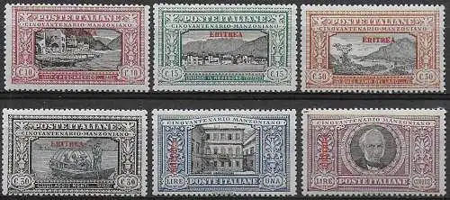 1924 Eritrea Manzoni 6v. MNH Sassone n. 71/76