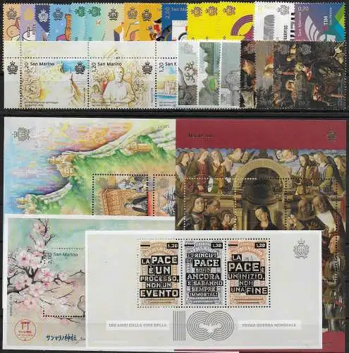 2018 San Marino annata completa 26v.+4MS MNH