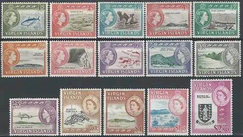 1964-68 British Virgin Islands Elizabeth II 15v. MNH SG n. 178/92