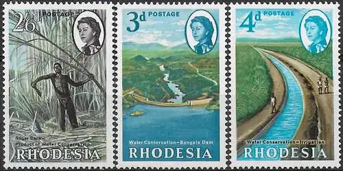 1965 Rhodesia water conservation 3v. MNH SG n. 354/56