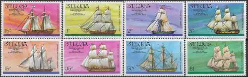 1975 St Lucia sailing vessels 8v. MNH SG n. 406/413