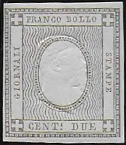 1861 Italia Sardegna 2c. nero sperimentale MNH Sasone n. 20S