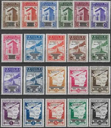 1943 San Marino fall of fascism 21v. MNH Sassone n. 253/65+A