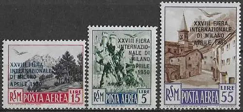 1950 San Marino 28. fiera di Milano 3v. MNH Sass. n. A 92/94