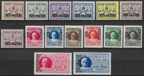 1931 Vaticano parcel post 15v. MNH Sassone n. 1/15