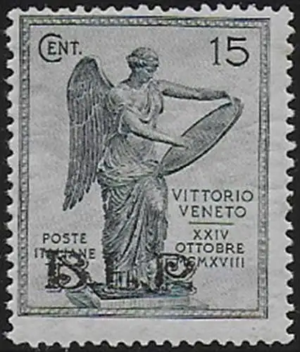 1922 Italia Vittoria 15c. BLP II tipo variety MNH Sassone n. 24da