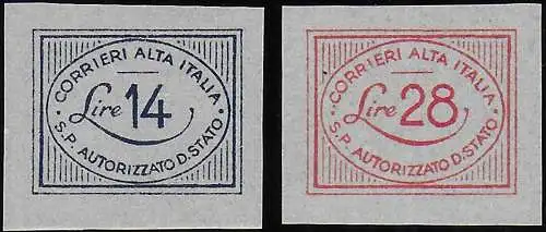 1945 Luogotenenza CORALIT Cifra 2v. ND MNH Sassone n. 1/2