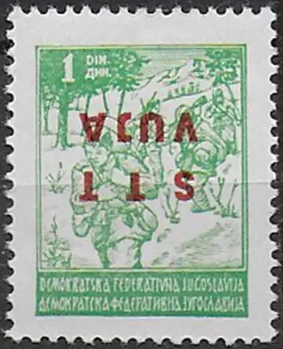 1949 Trieste B 1d. soprastampa capovolta MNH Sassone n. 8b