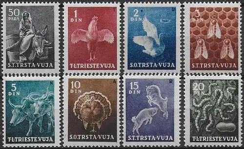 1950 Trieste B animali domestici 8v. MNH Sassone n. 23/30