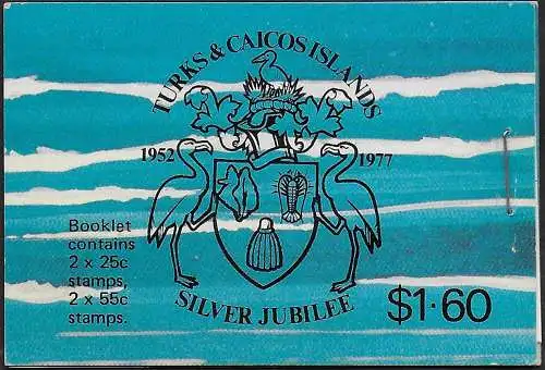 1977 Turks and Caicos Silver Jubilee 2v. MNH SG n. 473/74 booklet inverted