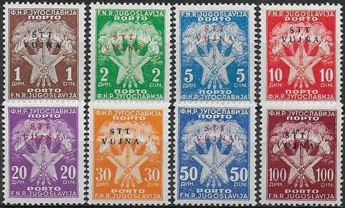 1952 Trieste B segnatasse fiaccole 8v. MNH Sassone n. 11/18