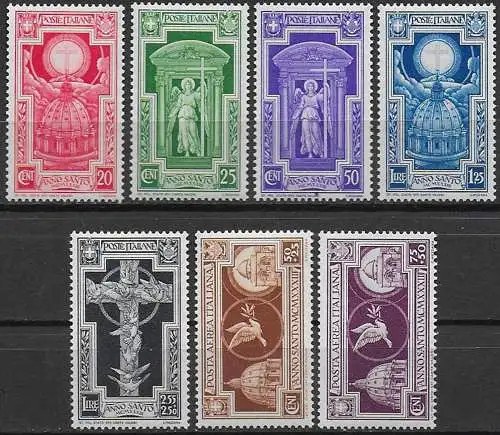 1933 Italia Anno Santo 7v. MNH Sassone n. 345/49+A