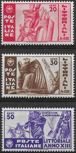 1935 Italia Littoriali Cultura e Arte 3v. MNH Sassone n. 377/79