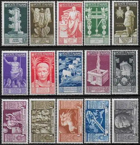 1937 Italia Bimillenario di Augusto 15v. mc MNH Sassone n. 416/25+A