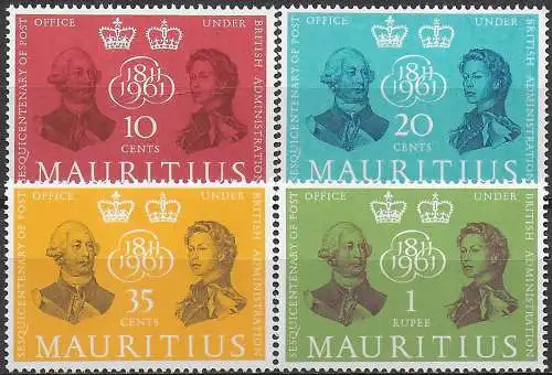 1961 Mauritius British Post Office 4v. MNH SG n. 307/310